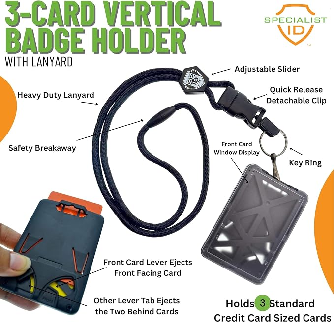Specialist ID Vertical Top Load Three Card Badge Holder - Image 2