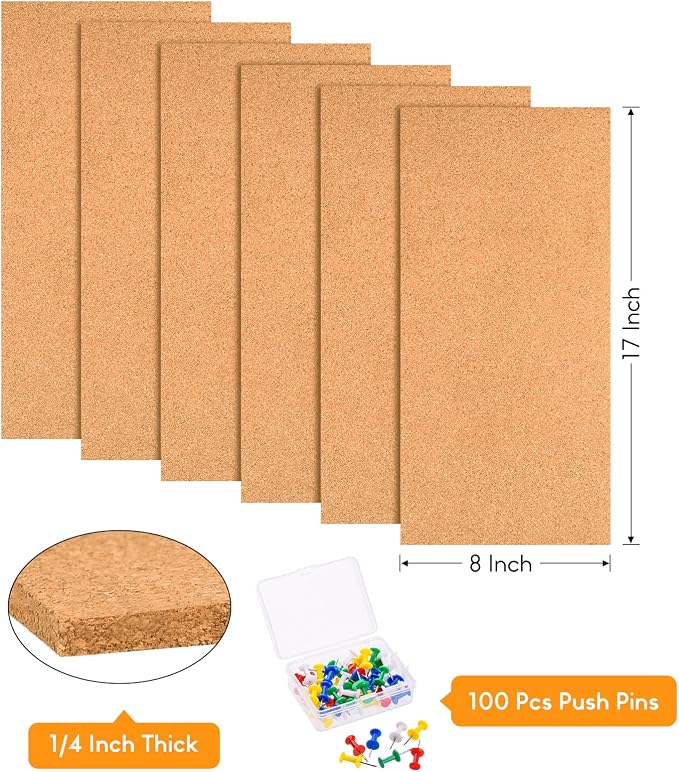 TUPARKA 6 Pack Cork Board Bulletin Boards 17"x8" - Image 3
