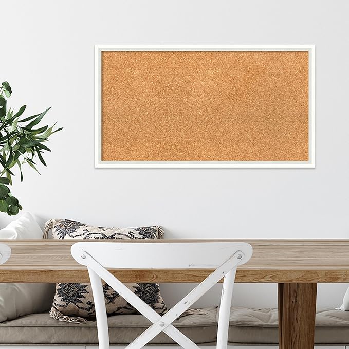 Amanti Art Natural Cork Board for Wall, 15x27 Vision Board with White Frame, Medium Corkboard Office Decor for Home Organization, Modern Corkboard Pinboard to Display Items for Home Organization in-DeskLoop Office