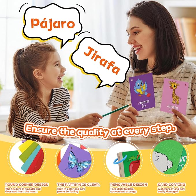 Toddler Spanish Learning Flash Cards, Sight Words, Learn Spanish - Image 4