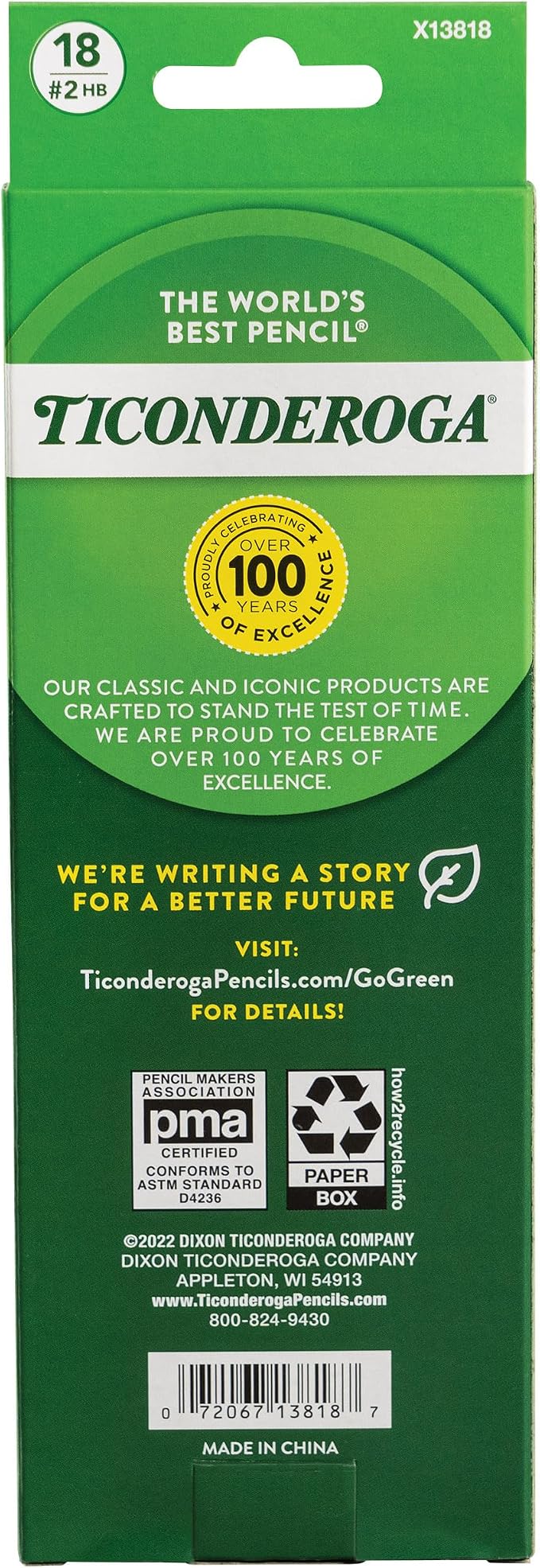 Ticonderoga Wood-Cased Pencils, Pre-Sharpened, 2 HB Soft, 6 Boxes of 18 Count - Image 2