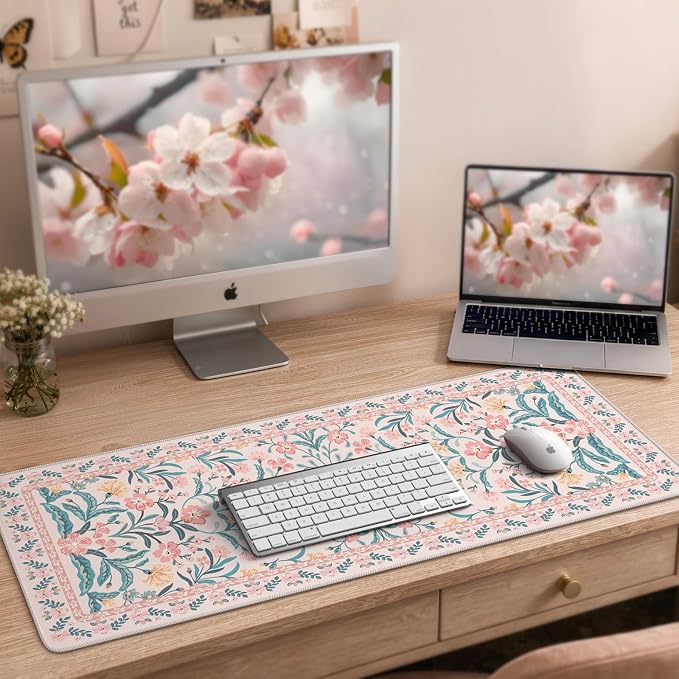iCasso Aesthetic Floral Desk Mat, L Mouse Pads, Anti-Slip Mousepad - Image 8