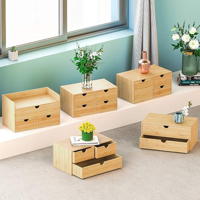 Wisuce Bamboo Desk Drawer Organizer, Desktop Organizer - Image 7