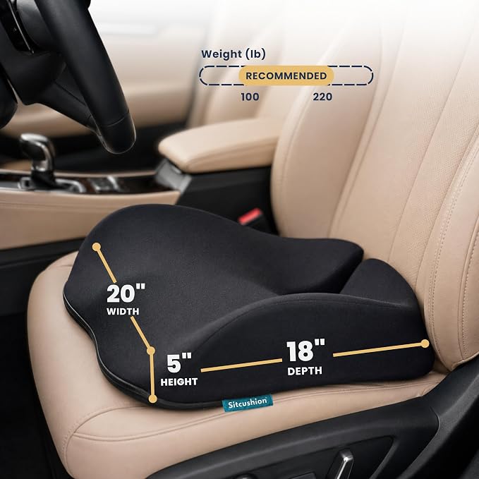 SitCushion Car Seat Cushion for Long Driving – X Large Memory Foam Seat Cushion - Image 3