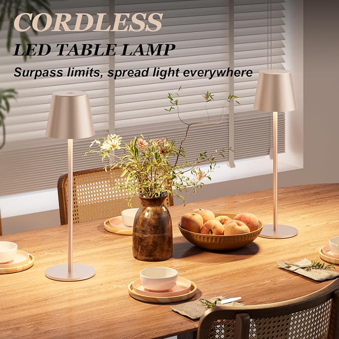 Kakanuo Champagne Gold Cordless Table Lamp Rechargeable - Image 3