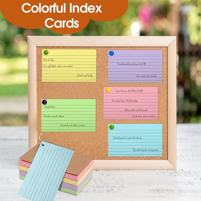 350 Pcs Index Cards With Ring, 3x5 Inches Flash Cards With Rings，Colored Heavy - Image 6