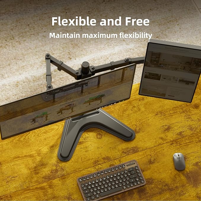Claiks Dual Monitor Mount, Ergonomic Adjustable Monitor Arm for Max 32 inch Screens, Adjustable Computer Monitor Stand up to 40 lbs, VESA Mounting Holes 75&100mm, Black-DeskLoop Office