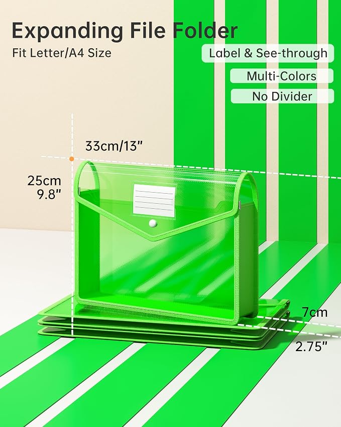 2 Pack Plastic Expanding File Folder, Transparent envelopes - Image 2