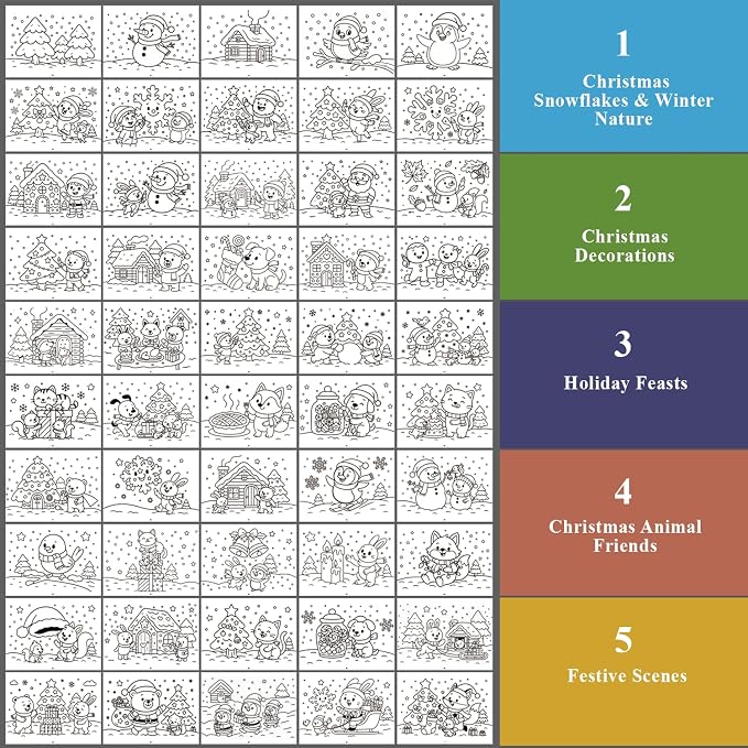Fuxi Christmas Coloring Books for Kids Ages 8-12, 60 Sheets Blank Sketchbook + - Image 4