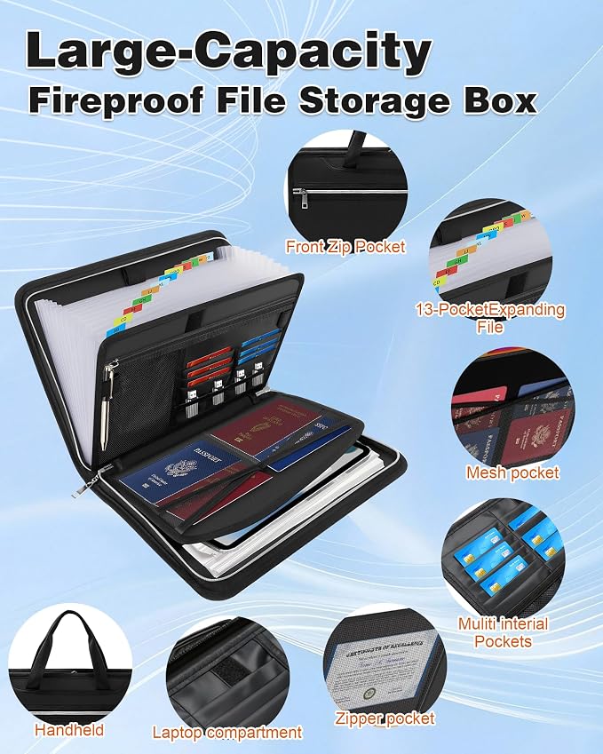 Fireproof Important Document Organizer Folio - Image 3