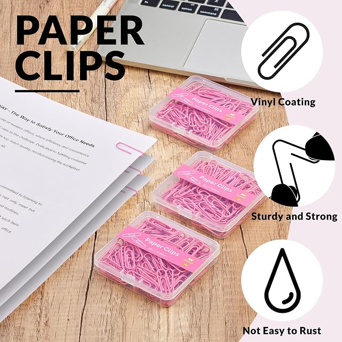 NEEWAY Small Paper Clips, 1.1 Inch Vinly Coated Colored Paperclips, 3 Pack of - Image 4