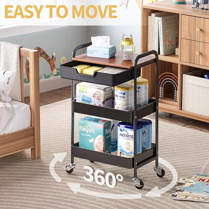 TOOLF 3-Tier Utility Rolling Cart - Image 6