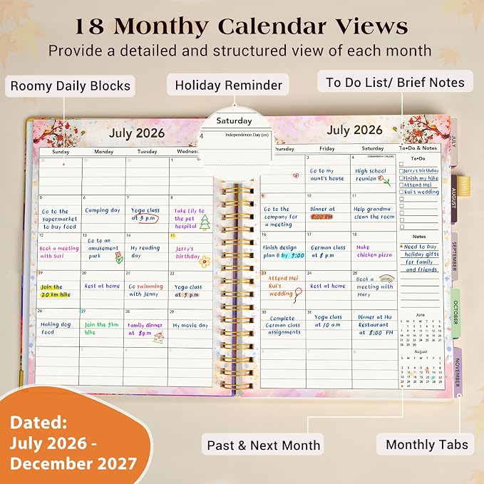 Academic Planner 2026-2027, 18 Months Weekly and Monthly Daily Planner from - Image 2