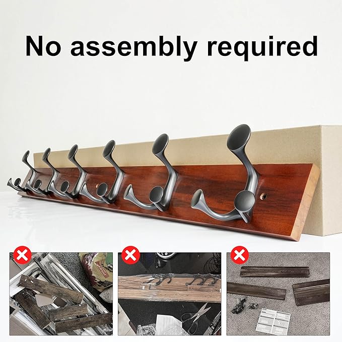 SKOLOO 36-Inch Cherry Wood Coat Rack Wall Mount with 6 Triple Hooks - Ideal for Family Entrances, Classrooms, and Pet Supplies Storage - Perfect Coat Hooks for Wall-DeskLoop Office