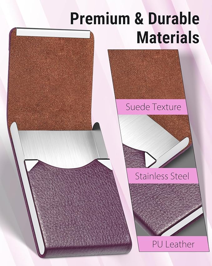 MaxGear Business Card Holder, PU Leather Business Card Case, Magnetic Closure - Image 4