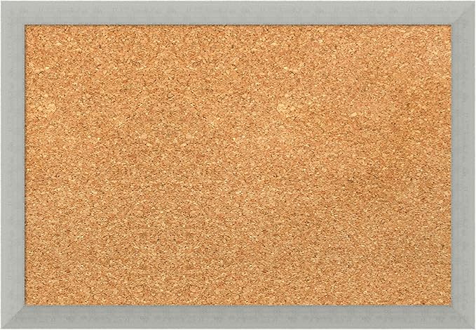 Amanti Art Natural Cork Board for Wall, 14x20 Vision Board with Silver Wood Frame, Small Corkboard Office Decor for Home Organization, Casual Corkboard Pinboard to Display Items for Home Organization-DeskLoop Office