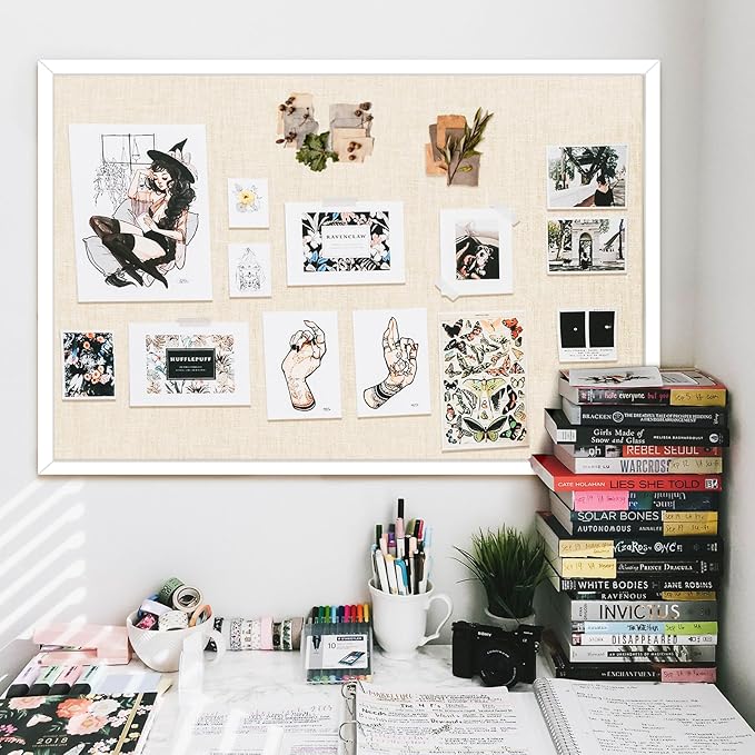 Miratino Large Bulletin Board, 36 /inchesx 24/inches White Cork Boards for Walls with Frame, Pin Display Board Vision Board for Home School Office Decor-DeskLoop Office