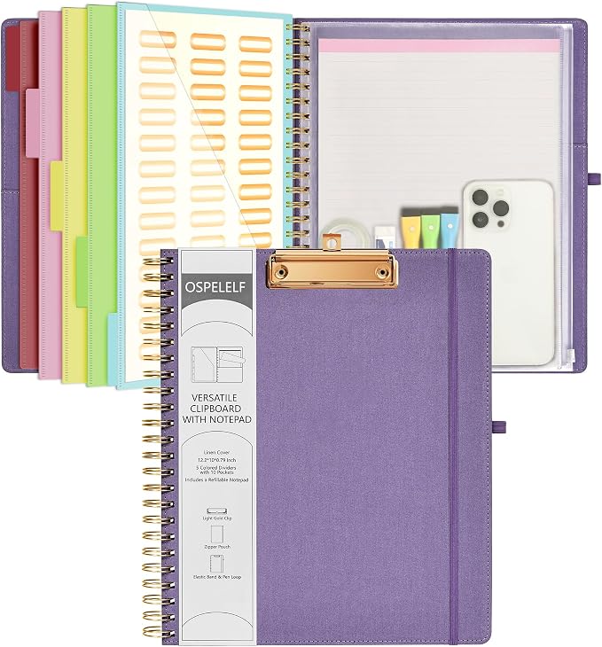 Ospelelf Foldable Spiral Clipboard Folio by OspelelfOfficeSupplies