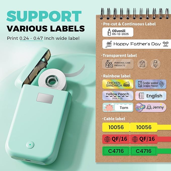 Label Maker, Bluetooth Label Makers Compatible with Phone, Label Maker Machine with Tape, Mini Label Maker for Family School, Label Machine with Lots of Style Templates Easy to Use-DeskLoop Office
