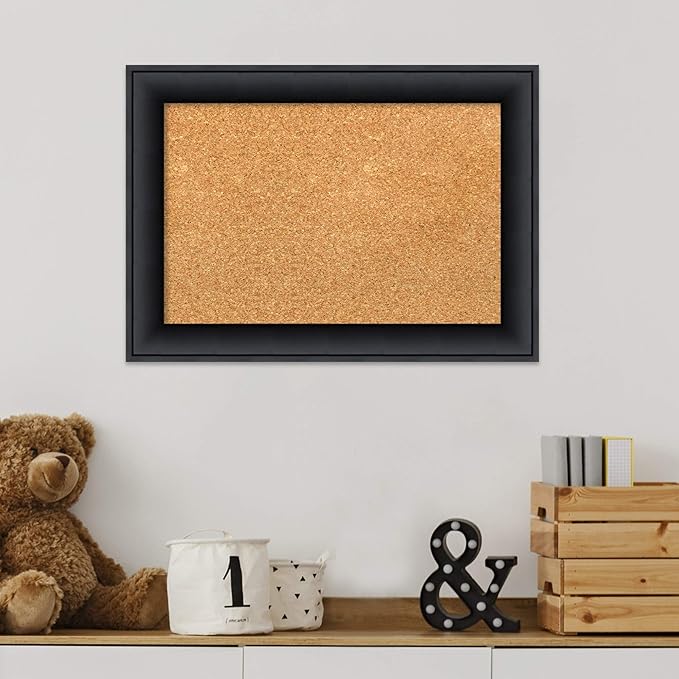 Amanti Art Natural Cork Board for Wall, 15x21 Vision Board with Black Wood Frame, Small Corkboard Office Decor for Home Organization, Modern Contemporary Corkboard Pinboard to display items for home-DeskLoop Office