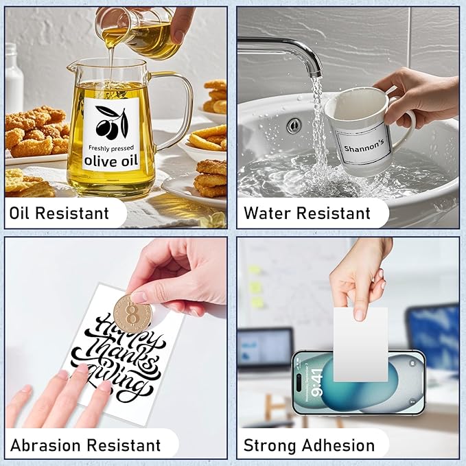 M100 Square Label 1.96'' x 3.14'' (50x80mm), Compatible with Label Maker M110/ M220/ M221/ M120/ M250/M260, White, 100 Labels/Roll, Multi-Purpose Adhesive Thermal Labels, Black on White-DeskLoop Office