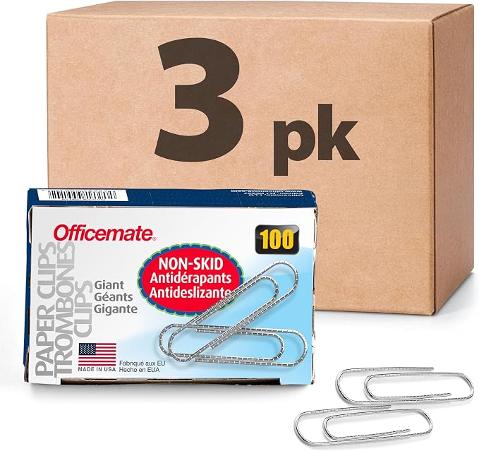 Officemate 3-Pack 99915 Giant Non-Skid Gem Paper Clips by Officemate