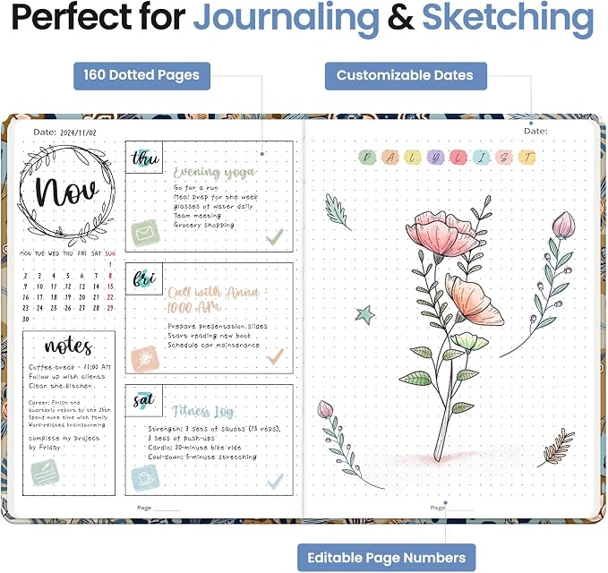 Dotted Journal Notebook for Women & Men, Hardcover Leather Journal for Writing - Image 3