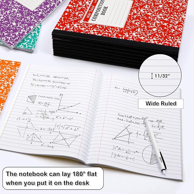 feela Composition Notebook, 8 Pack 8 Pastel Colors Wide Ruled Composition Books - Image 2