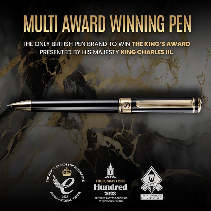 Scriveiner Black Lacquer Ballpoint Pen -Stunning Luxury Pen, Real Gold Plating, Schmidt Black Refill, Best Gift Set for Men & Women, Professional Executive Office, Nice Fancy Designer Pens-DeskLoop Office