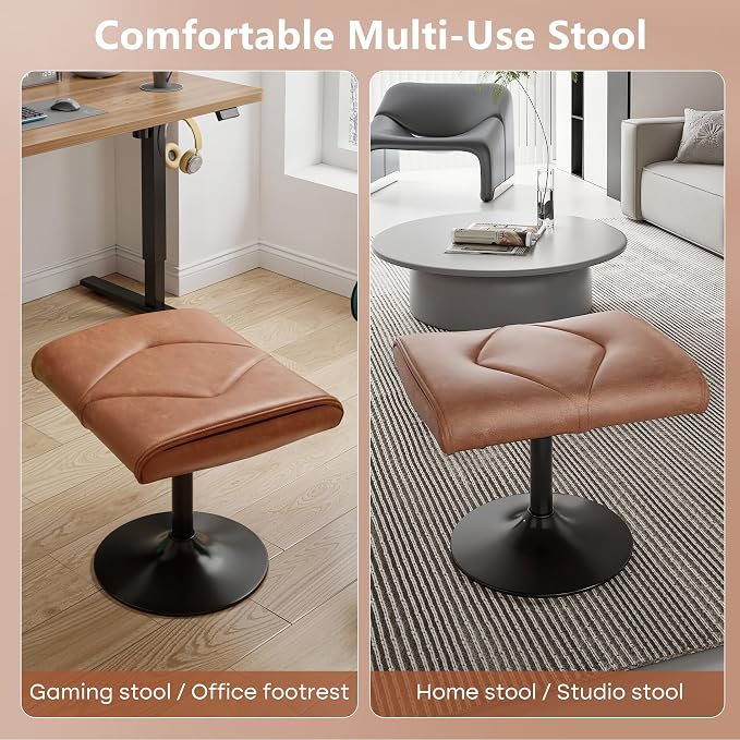 VECELO Foot Rest Under Desk Ottoman, PU Height Adjustable Footrest - Image 4