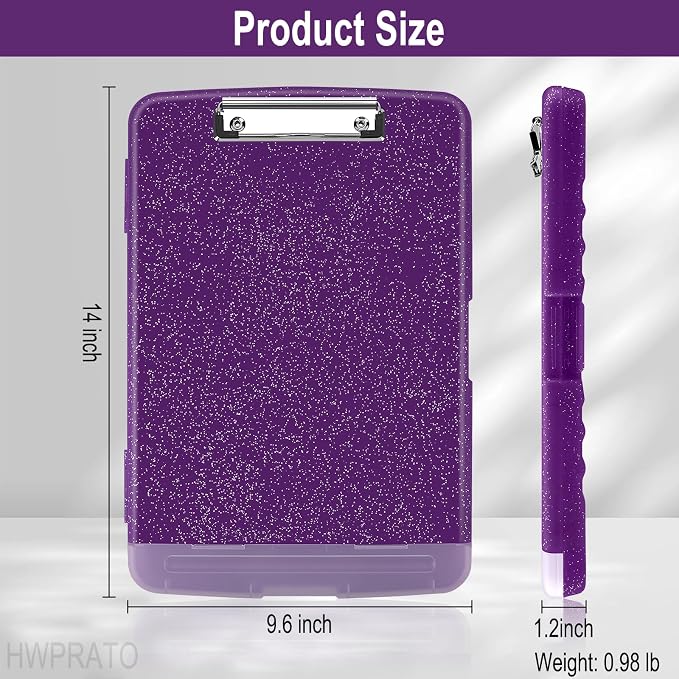 HWPRATO Glitter Clipboard with Storage, Clip Boards 8.5x11 with Pen Holder - Image 2