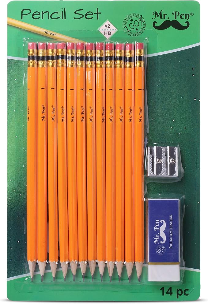 Mr. Pen- Pre-sharpened #2 HB Pencils, 12 Pack, Double-Hole Metal Sharpener | by MrPen