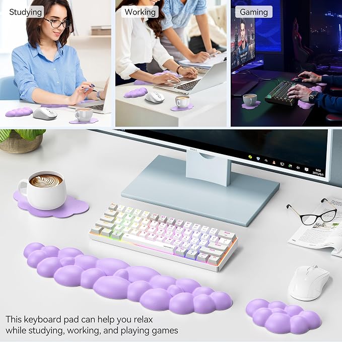TECKNET Cloud Keyboard Wrist Rest Set, Cloud Wrist Rest - Image 7