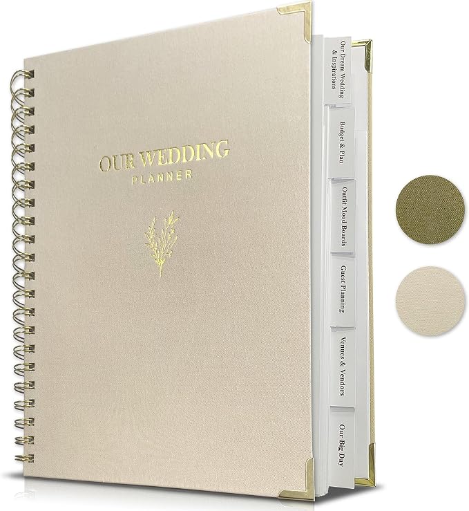 LADY&HOME Wedding Planner Book and Organizer, Linen Cover Wedding Planner Binder by LADYHOME