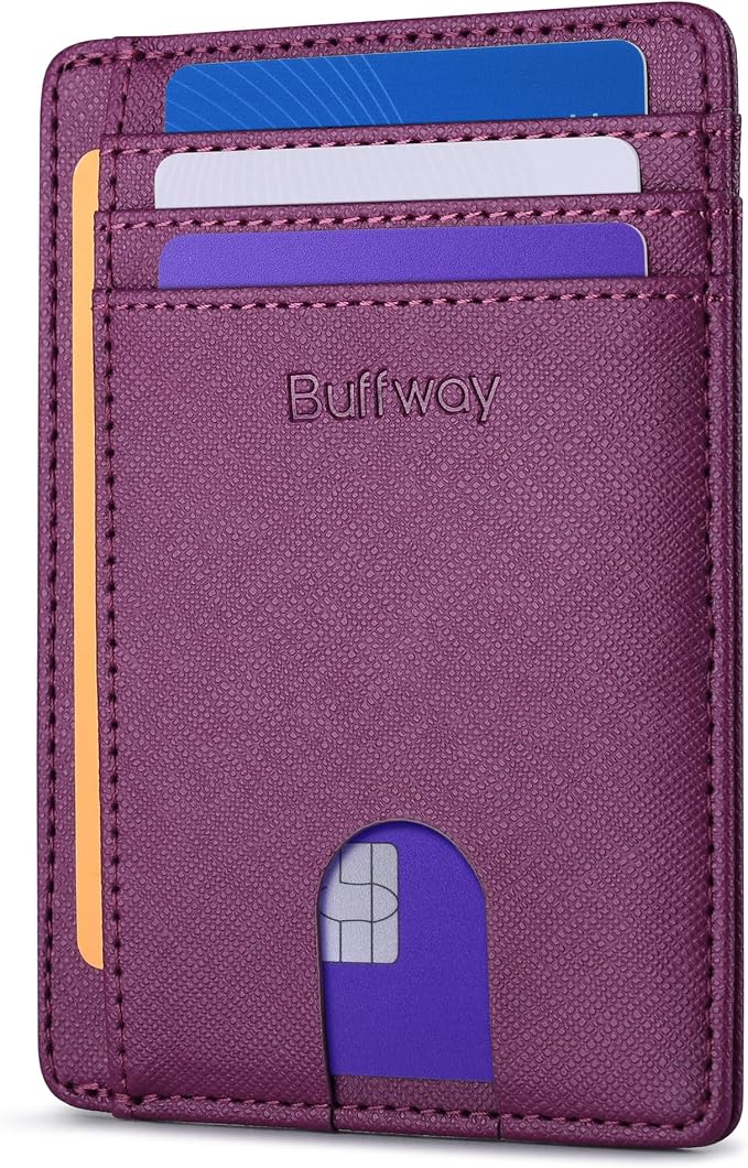 Buffway Slim Minimalist Front Pocket RFID Blocking Leather Wallets by Buffway