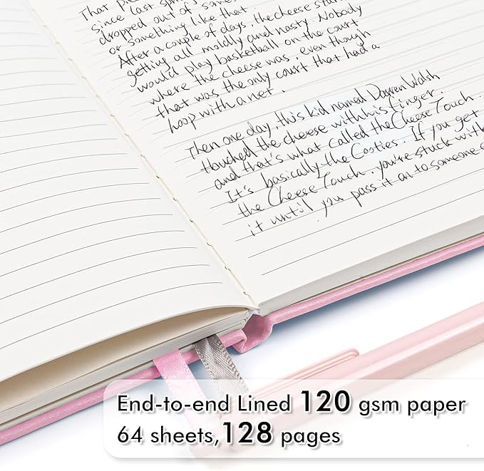 feela 12 Pack Notebooks Journals Bulk, Hardcover Notebook Classic Ruled Lined Journals with Pen Holder for Women Girls School Business Supplies, with 12 Black Pens, 120 GSM, 5.1”x8.3”, A5, Rose Pink-DeskLoop Office