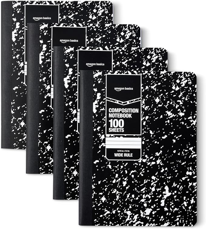 Amazon Basics Composition Notebook, Wide Ruled, 100 Sheets, 9.75" x 7.5" by AmazonBasics