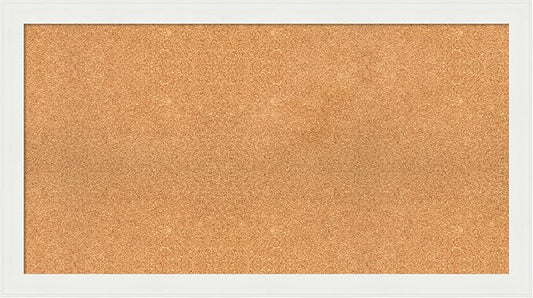 Amanti Art Natural Cork Board for Wall, 25x45 Vision Board with White Frame, Oversize Corkboard Office Decor for Home Organization, Casual Corkboard Pinboard to Display Items for Home Organization in-DeskLoop Office