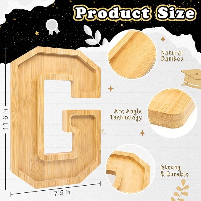 4PCS Wooden Graduation Decorations Number Charcuterie Board Box- GRAD - Image 4