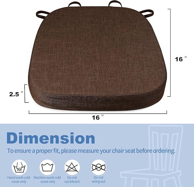 BUYUE Thickened 2.5" Friendly Woven Fabric Dining Chair Cushion, U-Shape High - Image 3