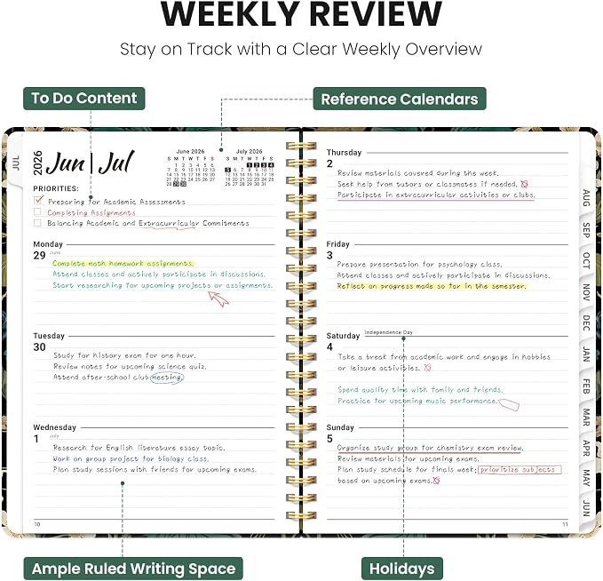 Planner 2026-2027, Hardcover Monthly and Weekly Academic Planner July 2026 - Image 3