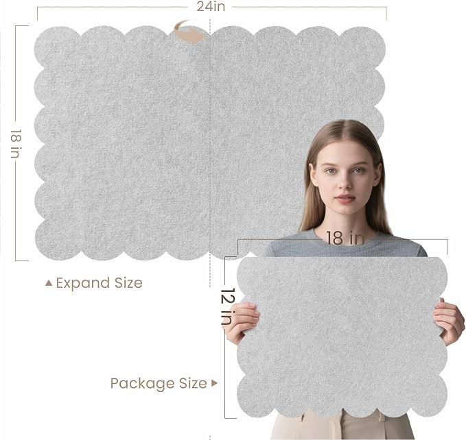 Lightomorrow Scalloped Bulletin Board, 24 x 18 Inches Felt Pin Board - Image 2
