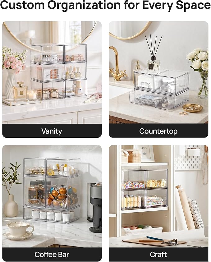 Vtopmart Stackable Storage Drawers Set of 7, Beauty Supplies Storage, Pantry - Image 7