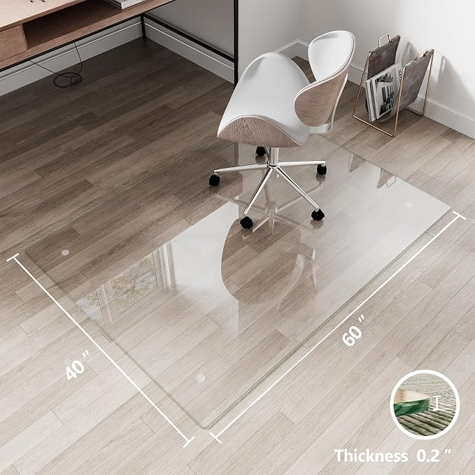 Koonmi Glass Chair Mat for Carpet, Tempered Glass 40"x60" Office Chair Mat - Image 7