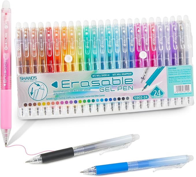Retractable Erasable Gel Pens Clicker, Fine Point 0.7mm Smooth Writing Pens by Unknown