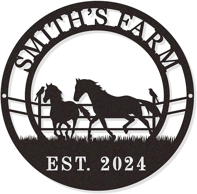 Personalized Horse Ranch Metal Sign Custom Farm Metal Wall Art Horse Name Sign by HYTSIGN
