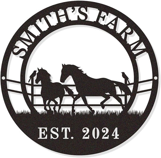 Personalized Horse Ranch Metal Sign Custom Farm Metal Wall Art Horse Name Sign by HYTSIGN