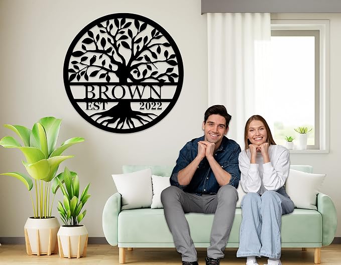 Personalized Tree of Life Metal Sign, Personalized Last Name Signs, Custom Name - Image 4
