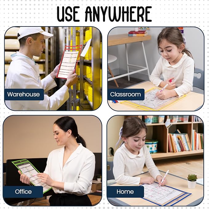 Essex Wares - 30 Pack, Dry Erase Pocket Document Protectors, Water-Resistant & - Image 5