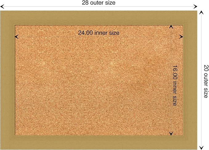 Amanti Art Natural Cork Board for Wall, 20x28 Vision Board with Gold Frame, Medium Corkboard Office Decor for Home Organization, Casual Corkboard Pinboard to display items for home organization-DeskLoop Office